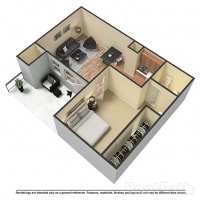 Floor Plan  Studio, 1 ba, 544 sq. ft.